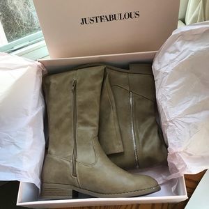 NIB Taupe Knee High Zipper Boots (Wide Calf) 8.5